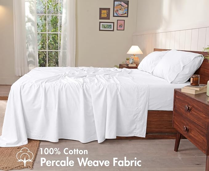RUVANTI 100% Cotton Sheets – Split King Size Percale Bedding, Cooling & - Image 2