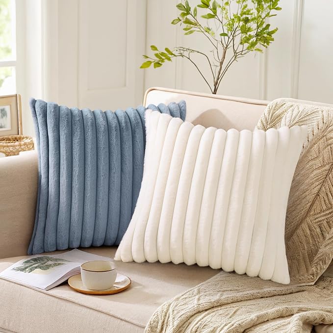 Pallene Faux Fur Plush Throw Pillow Covers 22x22 Set of 2, Luxury Soft Fluffy - Image 4