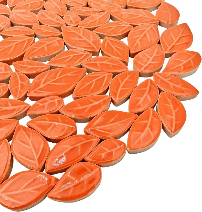 500g/1.1lb Leaf-Shaped Ceramic Mosaic Tiles, Ceramic Mosaic Pieces - Image 6