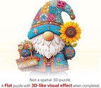 Garden Gnome Puzzles Elf Sunflower Basket Stained Glass Colorful Puzzle Adults - Image 9