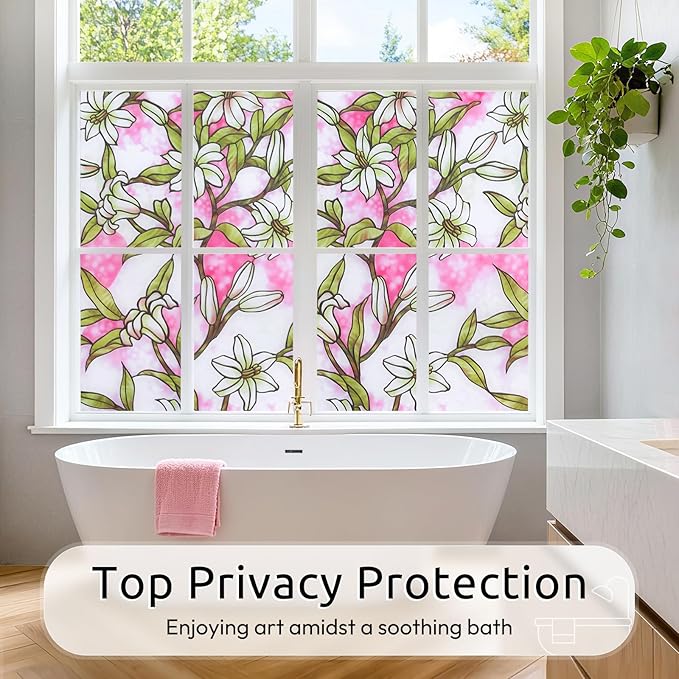rabbitgoo Stained Glass Window Privacy Film, 17.5" X 78.7" | Anti UV Heat - Image 2