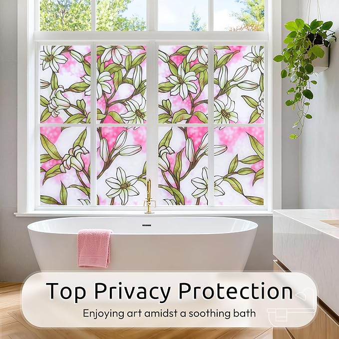 rabbitgoo Stained Glass Window Privacy Film, 23.6" X 78.7" | Anti UV Heat - Image 2