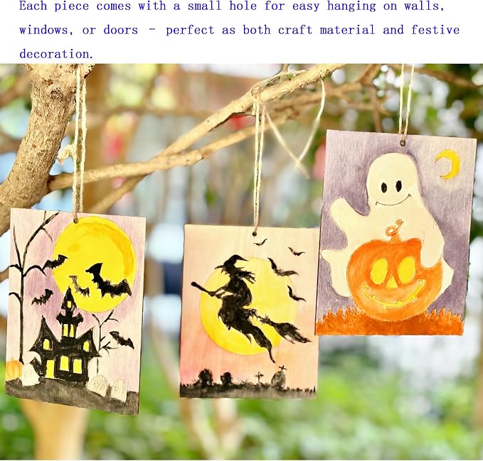Piatoeke 16PCS 5.9×4.7in Unfinished Wooden Halloween Cutouts Board - Image 4