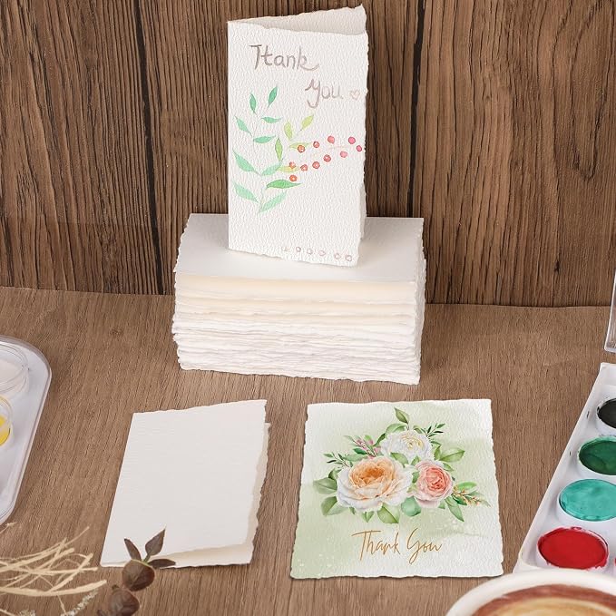 25 Sheets Watercolor Paper 3.5 x 2, 300 GSM Deckled Edge Paper Rough/Textured - Image 6