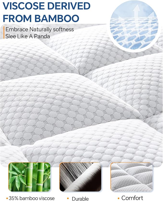 BEDELITE Queen Mattress Topper Dual Layer 4 Inch Memory Foam Mattress Topper - Image 2