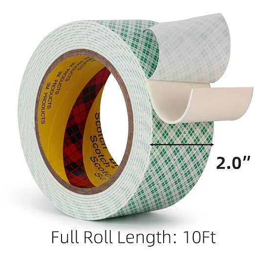 3M Double Sided Foam Tape 2.0"×10Ft 1 Pack White Heavy Duty | Double Coated - Image 3