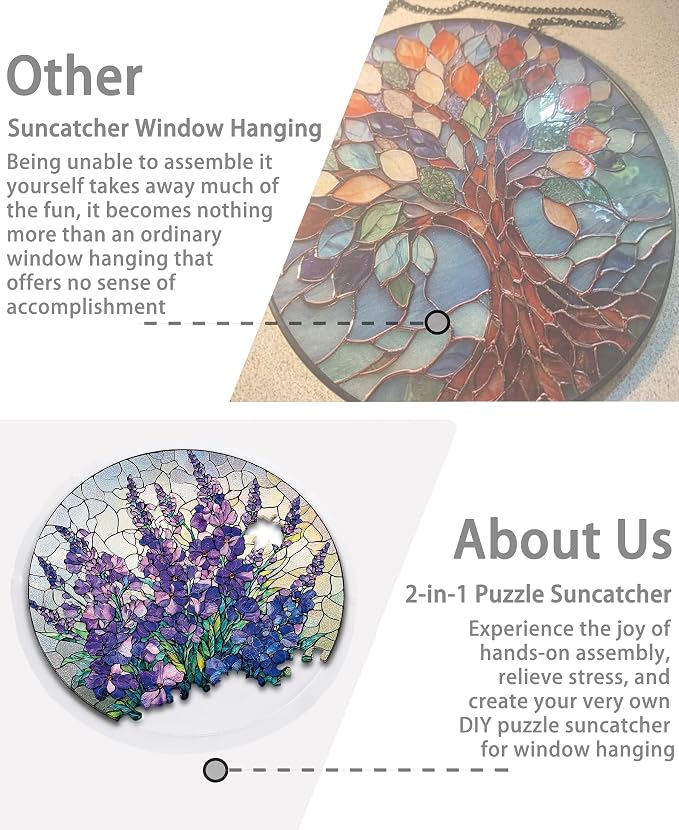 Acrylic Puzzle Suncatcher, Lavender Shimmer Purple Sun Catcher - Image 5