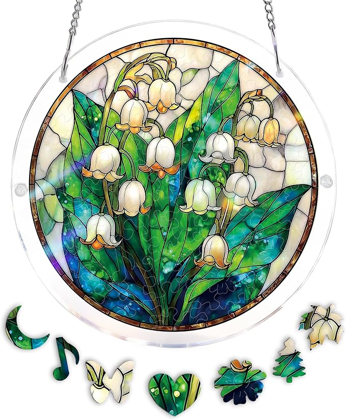 Acrylic Puzzle Suncatcher, Lily Valley White Sun Catcher by Unknown