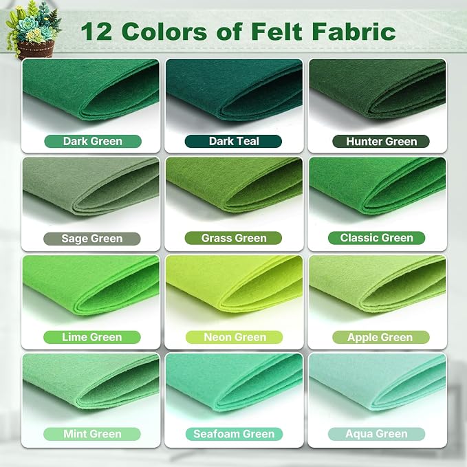 Large Stiff Felt Sheets 8"x35" – 12 Assorted Colors Felt Fabric Bundle Pack - Image 2
