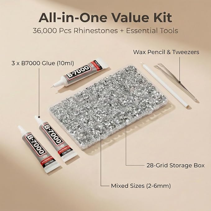 36000Pcs Silver Clear Rhinestones Gems - Image 2