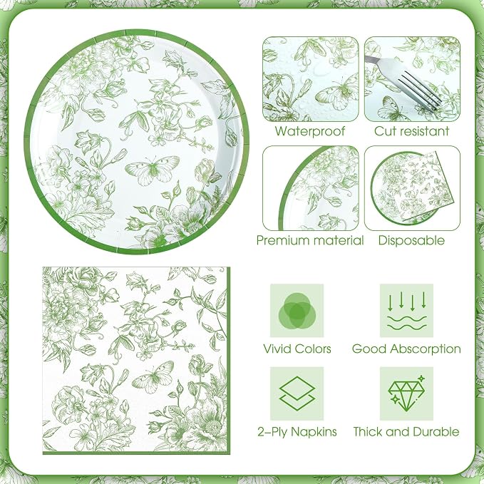 Zhehao 120 Pcs Disposable Paper Plates and Napkins Bulk Birthday Party - Image 4