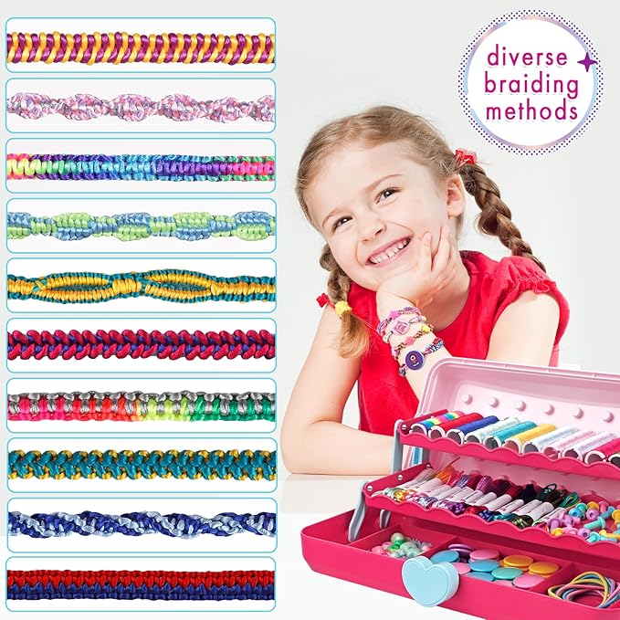 TingingYuli Friendship Bracelet Making Kit, 3-Layer Storage Box, Gift 6-12 | - Image 3