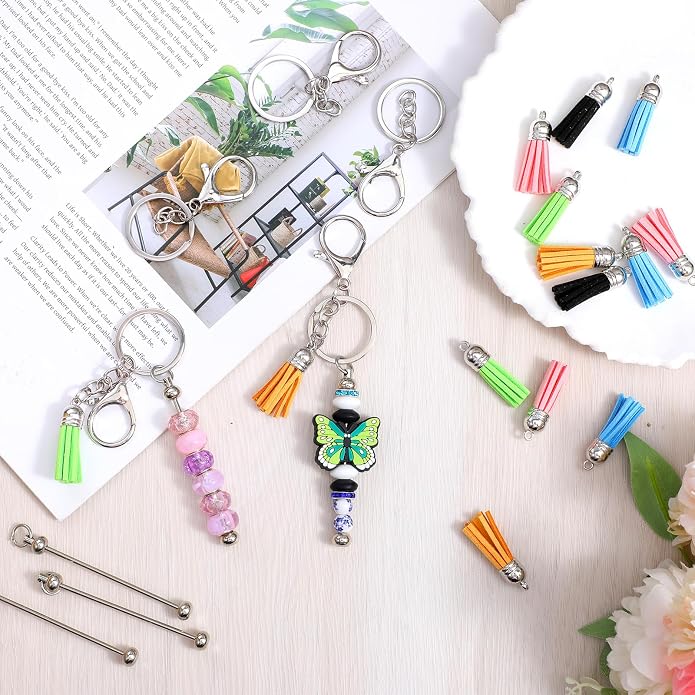 48 Pcs Beadable Keychains: Modern DIY Keychain Supplies - Image 5