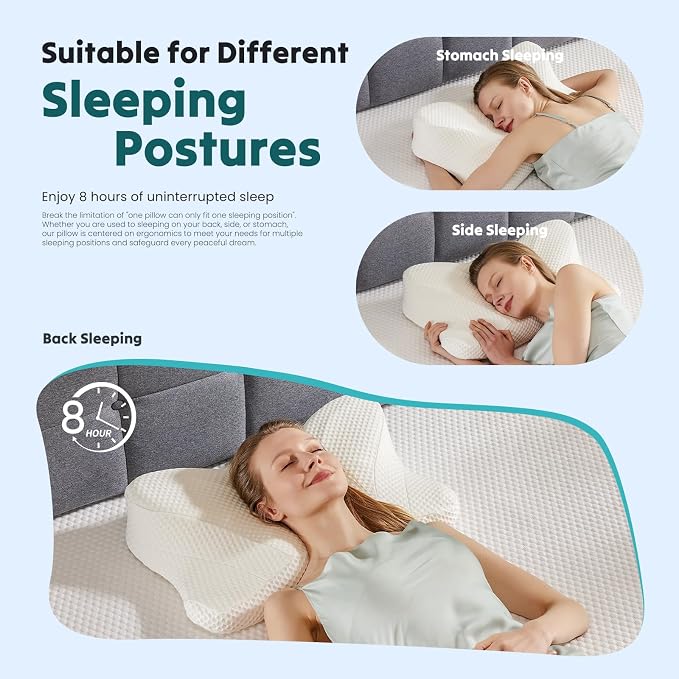 DUMOS Cervical Neck Pillow Set of 2, Memory Foam Contour Pillow - Image 7