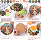 ijbnhd 8 PCS Dog Diamond Art Coasters Kit Diamond Painting Coasters | Dog - Image 6
