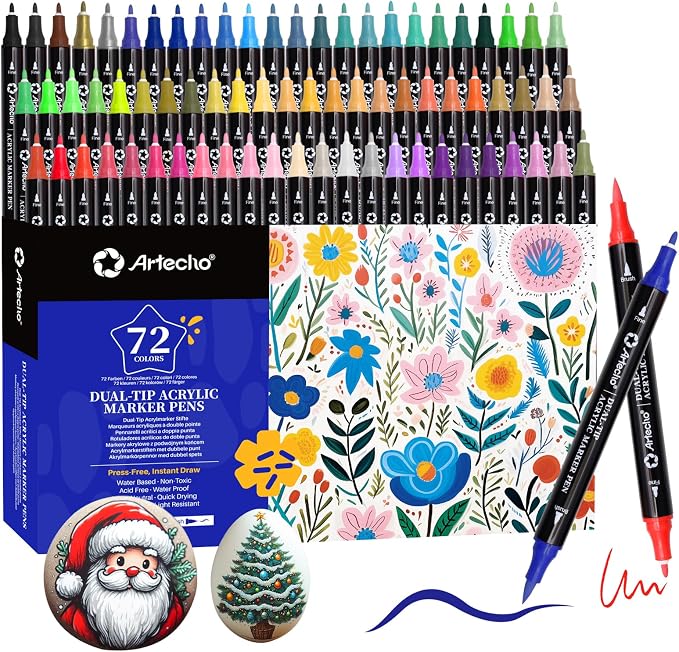 Artecho Acrylic Paint Markers 72 Colors, Acrylic Paint Pens by Artecho