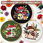 RidaaFri Embroidery Kit for Beginners, 3 Pk Stamped Mushroom DIY Craft Supplies - Image 4