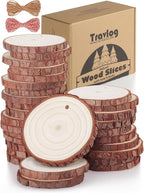 Wood Slices with Hole, Unfinished Wooden Circles by TRAVLOG