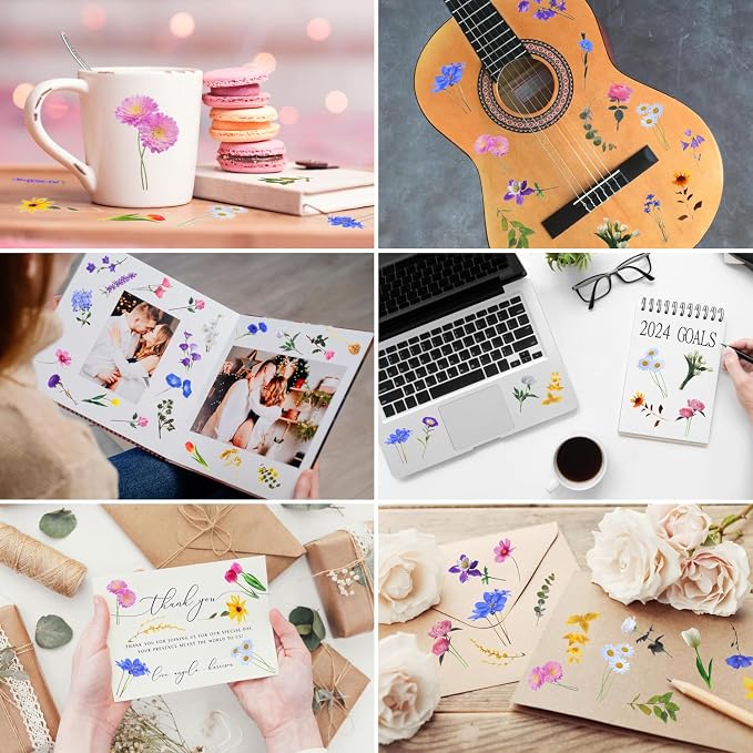 Transparent Pressed Flower Stickers 320 PCS-Dried Resin Leaves- Floral - Image 7