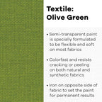 Jacquard Fabric Paint for Clothes - 8 Oz Textile Color Olive Green Leaves - Image 2