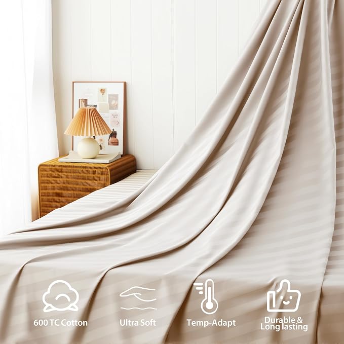 Cotton Flat Sheets Only, 600 TC 100% Cotton Flat Sheet Top Sheet Only, Full - Image 4