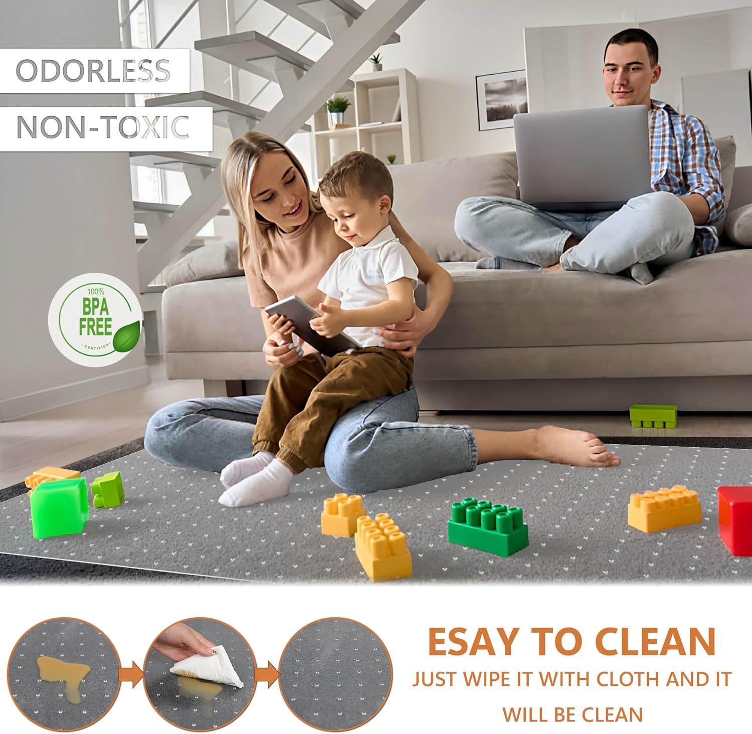 Office Chair Mat for Carpets - 35” x 55” Clear Carpet Chair Mats for Low Pile Carpeted Floors Home Office, Studded Floor Mat for Office Chair on Carpet