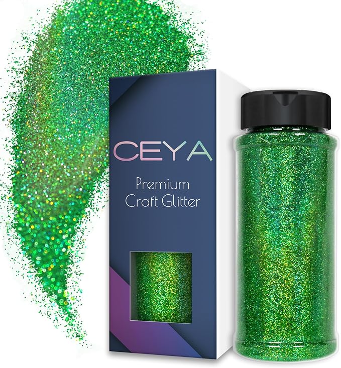 Ceya 3.8oz/ 110g Holographic Ultra Fine Glitter Powder Laser Green Glitter by CEYA