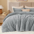 BEDELITE Fleece Full Comforter Set -Super Soft & Warm Fluffy Light Grey Bedding by BEDELITE