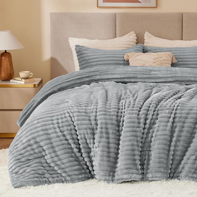 BEDELITE Fleece California King Comforter Set -Super Soft & Warm Fluffy Light by BEDELITE