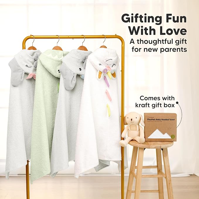 KeaBabies Organic Baby Towel with Hood for Girls, Boys - Soft, Absorbent, 100% Cotton Hooded Baby Towels for Newborns, Infants, Large Hooded Bath Towels for Babies, Kids, Toddler 1-3 (Ella)