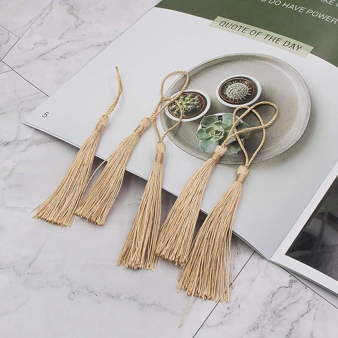 VAPKER 100 Pieces Wheat Color 13cm/5-Inch Silky Handmade Soft Tassels Floss - Image 6