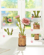 rowood 3D Puzzle Wood Flower, DIY Artifical Flower Building Set Craft Kit - Image 4