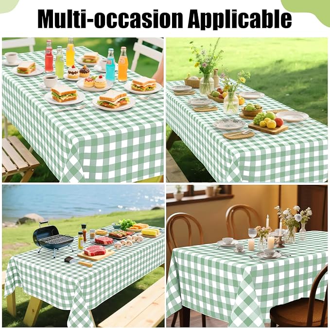 Smiry Rectangle Table Cloth, Waterproof Vinyl Tablecloth - Image 6