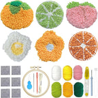 Allazone Punch Needle Coasters Kit, 6 Pattern Embroidery Punch Needle Kits by Allazone