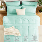 CozyLux Queen Comforter Set Mint Green, 7 Pieces Bed in a Bag, All Season - Image 2