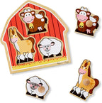 Melissa & Doug Barnyard Animals Jumbo Knob Puzzle, Wooden Peg Puzzle - Image 4
