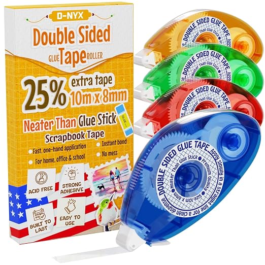 D-NYX 6 Pack Double Sided Tape Roller, Scrapbook Supplies, Double-Sided by D-NYX