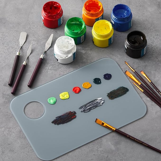 Nuanchu 8 x 12 Inch Handy Rectangle Neutral Grey Tempered Glass Palette - Image 7
