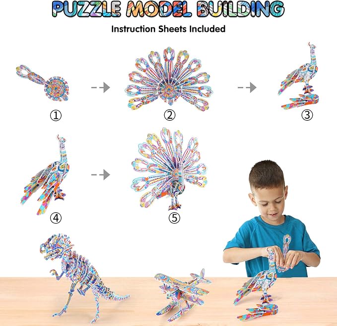BEARUN 3D Coloring Puzzle Set, Arts and Crafts - Image 3