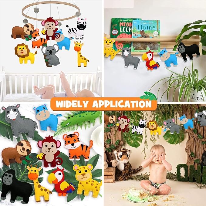 CiyvoLyeen Kids Sewing Kit Crafts – DIY Safari Jungle Animals Felt Plush - Image 2