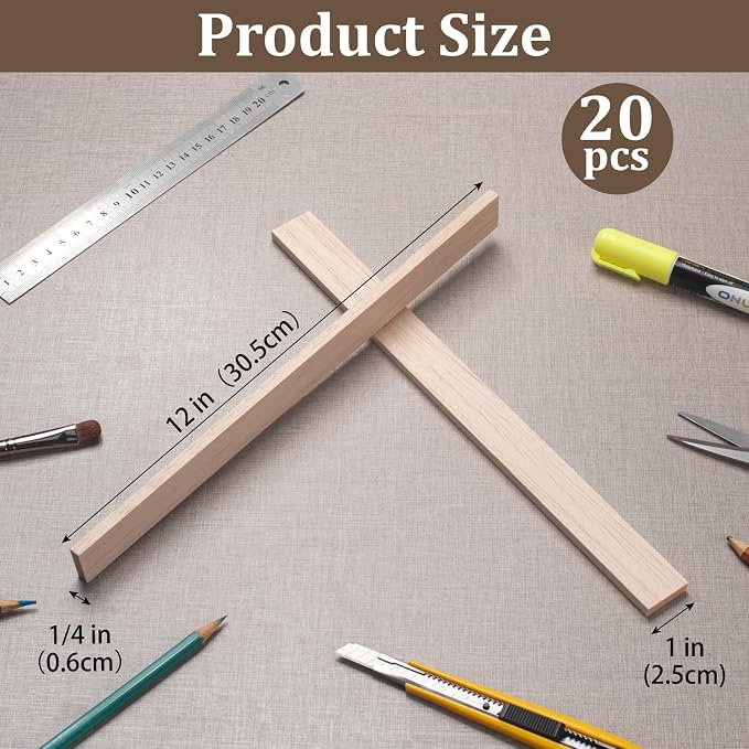 Balsa Wood Sticks, Balsa Wood Strips 1/4" × 1" × 12", Wooden Sticks - Image 3