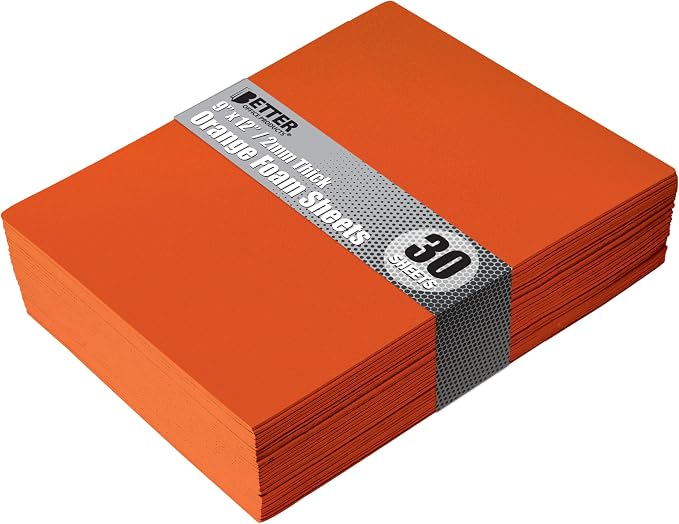 Better Office Products Orange EVA Foam Sheets, 30 Pack, 2mm Thick, 9 x 12 Inch by BetterOfficeProducts