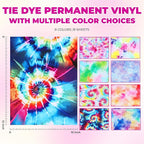 HTVRONT Tie Dye Permanent Vinyl 8 Sheets 12"x10" Patterned Adhesive Vinyl | - Image 2