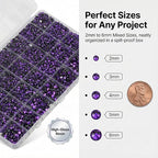 36000Pcs Purple Rhinestones for Bedazzling, Mixed Sizes 2-6MM Flatback Gems - Image 3