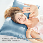 BEDELITE Satin Pillowcase with Zipper, Airy Blue King Size Pillow Cases Set of 2 - Image 4