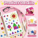750Pcs Foam Stickers, Colorful Foam Shape Stickers Self Adhesive Star Heart - Image 3