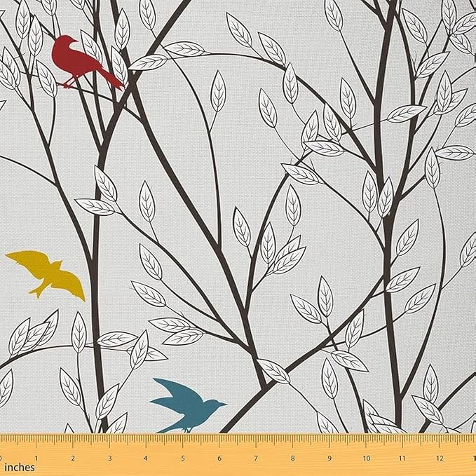 Feelyou Tree Branches Upholstery Fabric by The Yard, Nature Cute Birds by Feelyou