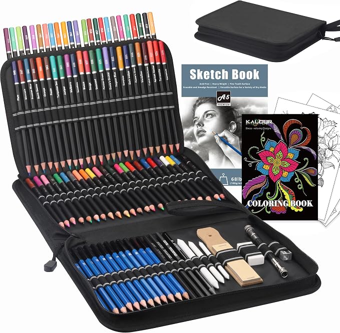 KALOUR 96 Premium Drawing Pencil Set, including 72 Colored pencil and 24 sketch by KALOUR