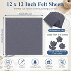12" x 12" Felt Sheets for Crafts, 2mm Stiff Felt Fabric, Dark Gray | 2mm Thick - Image 3