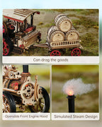 ROKR 3D Puzzle for Adults 469pcs Electric Vintage Car Steam Engine Model Kits - Image 4